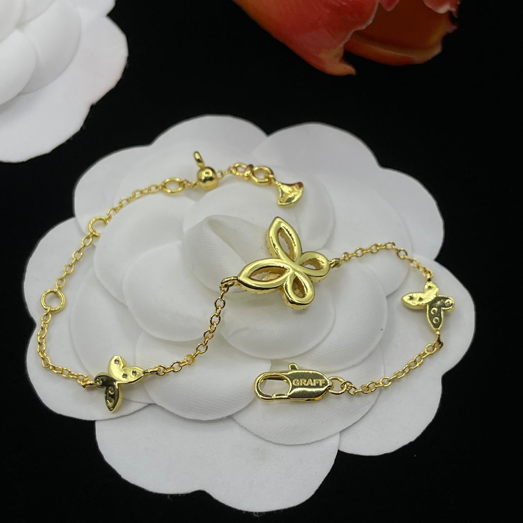 Graff Floral Y-Chain bracelet in Gold Tone, detail view 6