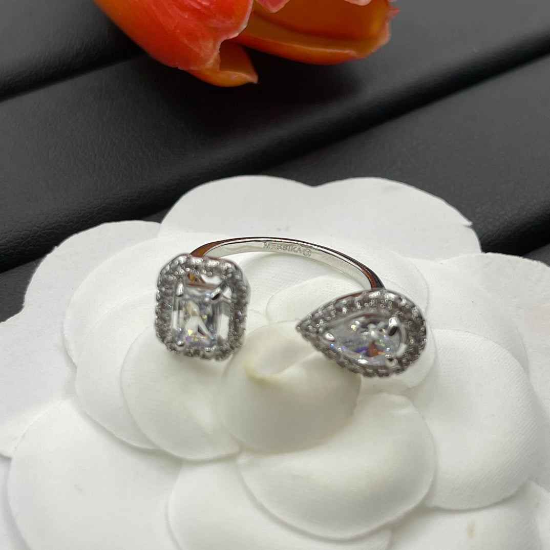 Messika Square Crystal Stud earrings in Silver Tone, detail view 19