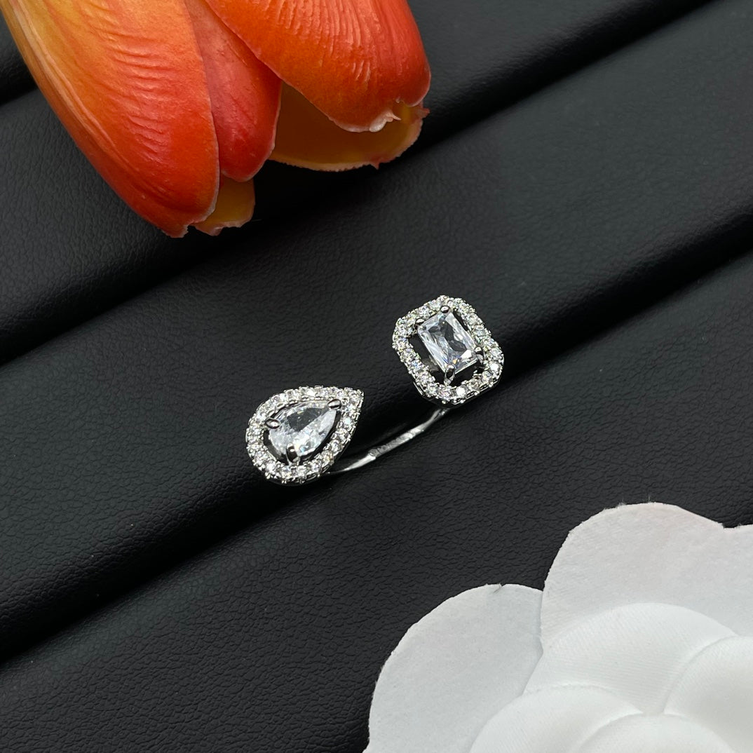 Messika Square Crystal Stud earrings in Silver Tone, detail view 15
