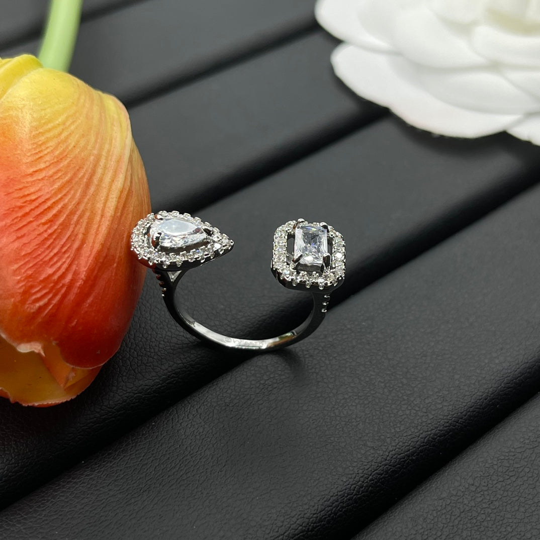 Messika Square Crystal Stud earrings in Silver Tone, detail view 17