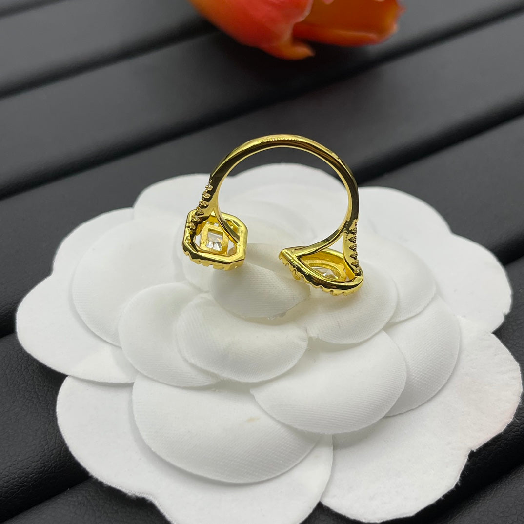 Messika Square Crystal Stud earrings in Gold Tone, detail view 12