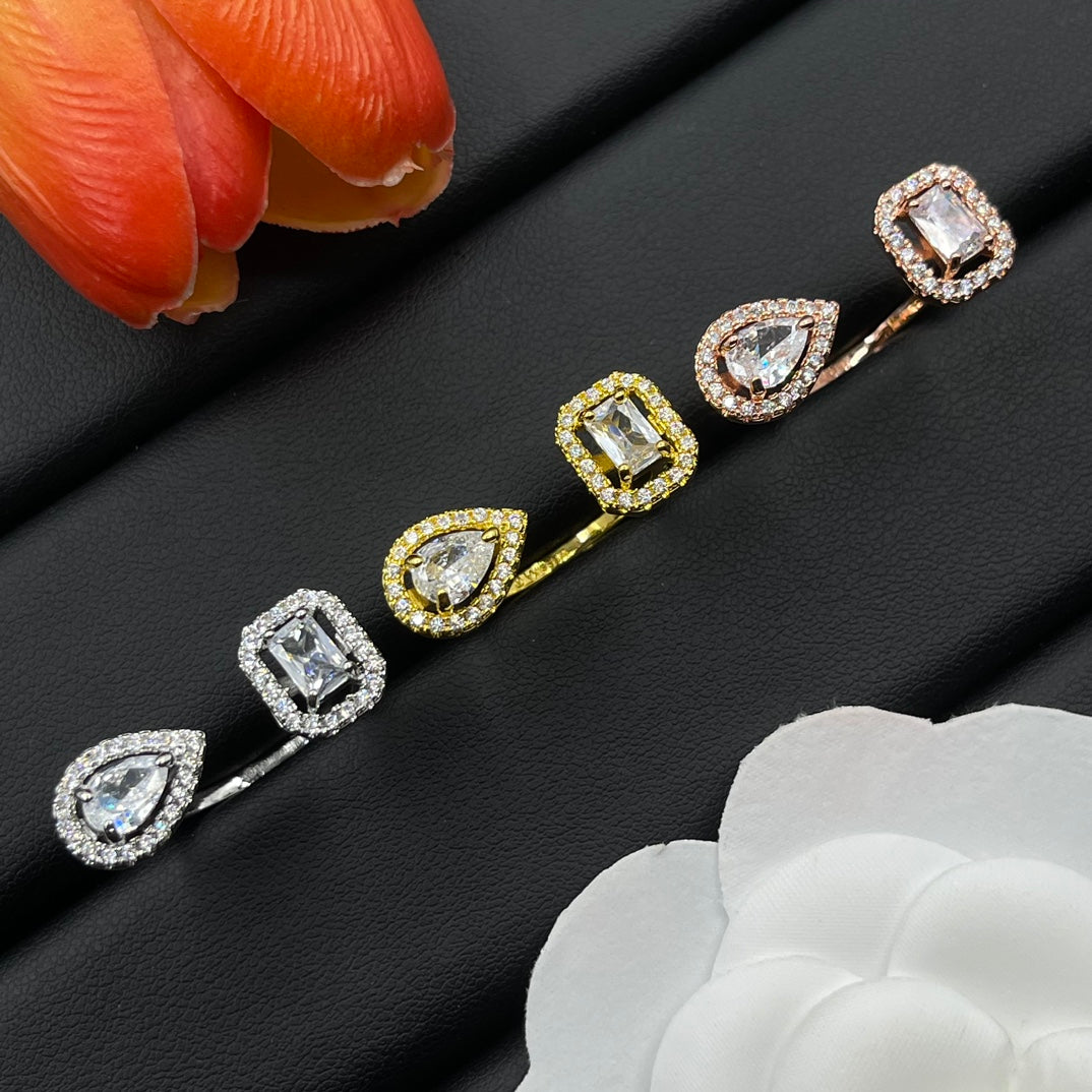 Messika Square Crystal Stud earrings in Gold Tone, detail view 14