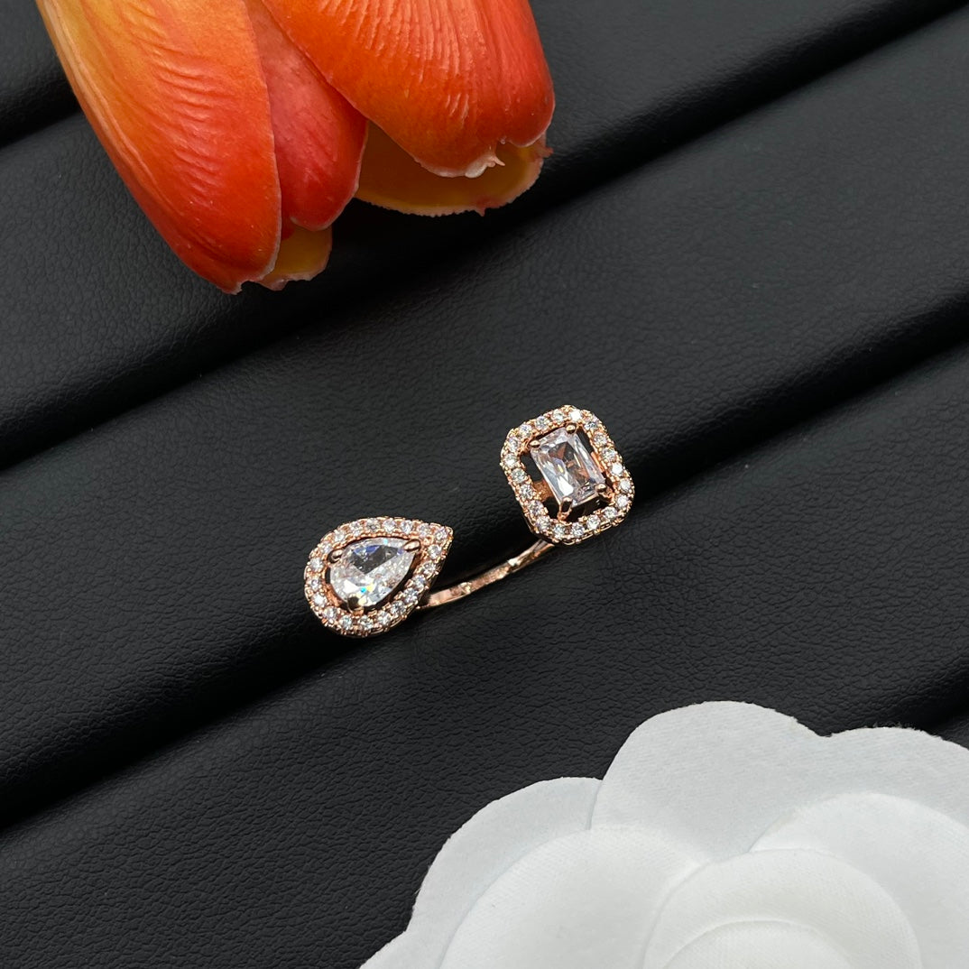 Messika Square Crystal Stud earrings in Rose Gold Tone, main view