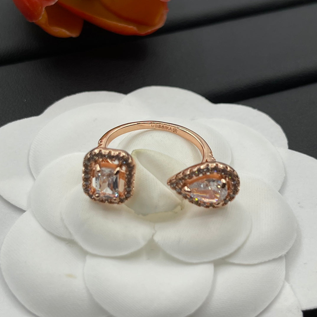 Messika Square Crystal Stud earrings in Rose Gold Tone, detail view 5