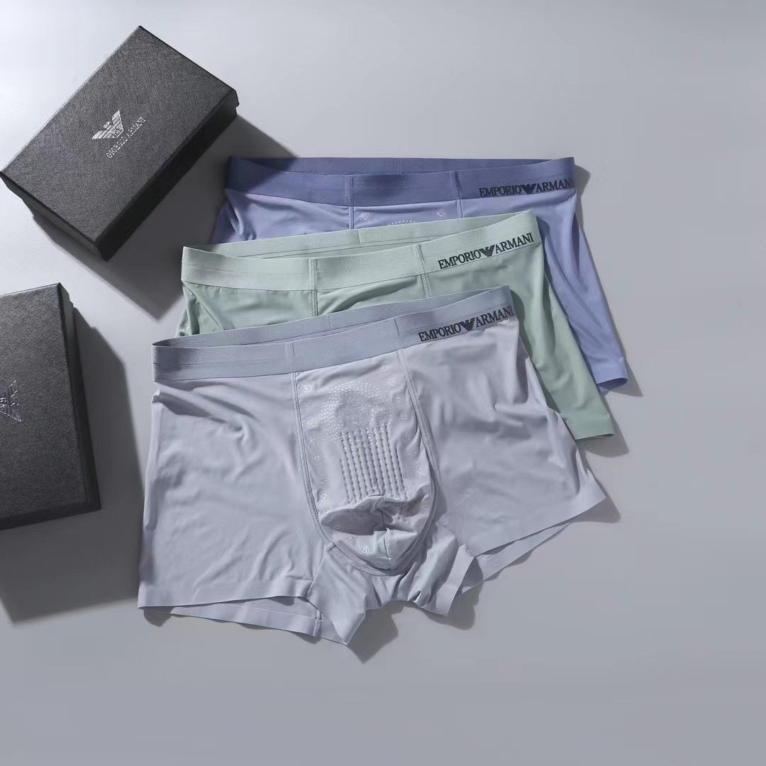 Emporio Armani Grey Lilac Hanging Trio Boxer Briefs, image 2