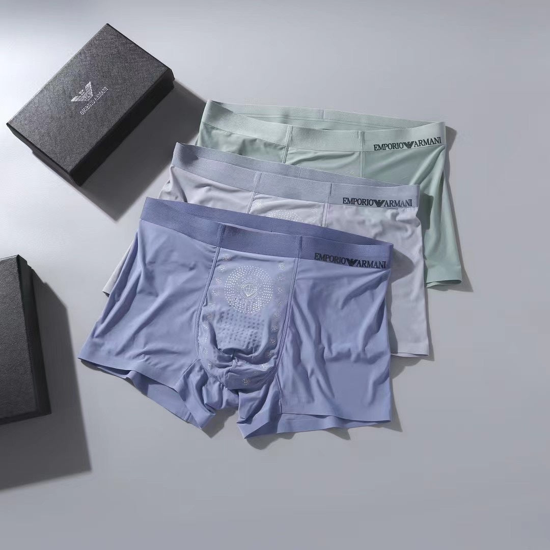 Emporio Armani Grey Lilac Hanging Trio Boxer Briefs, image 1