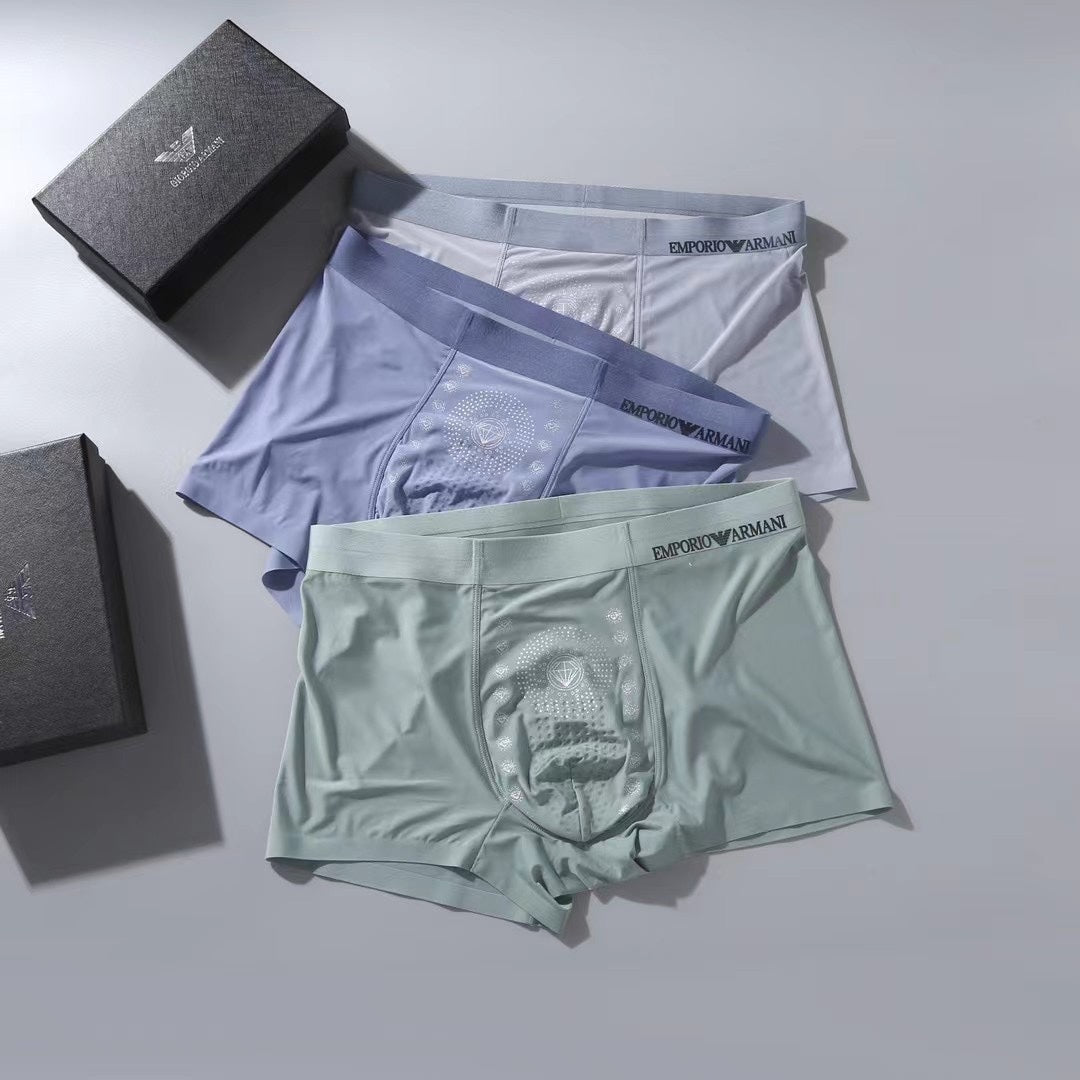 Emporio Armani Grey Lilac Hanging Trio Boxer Briefs, image 3