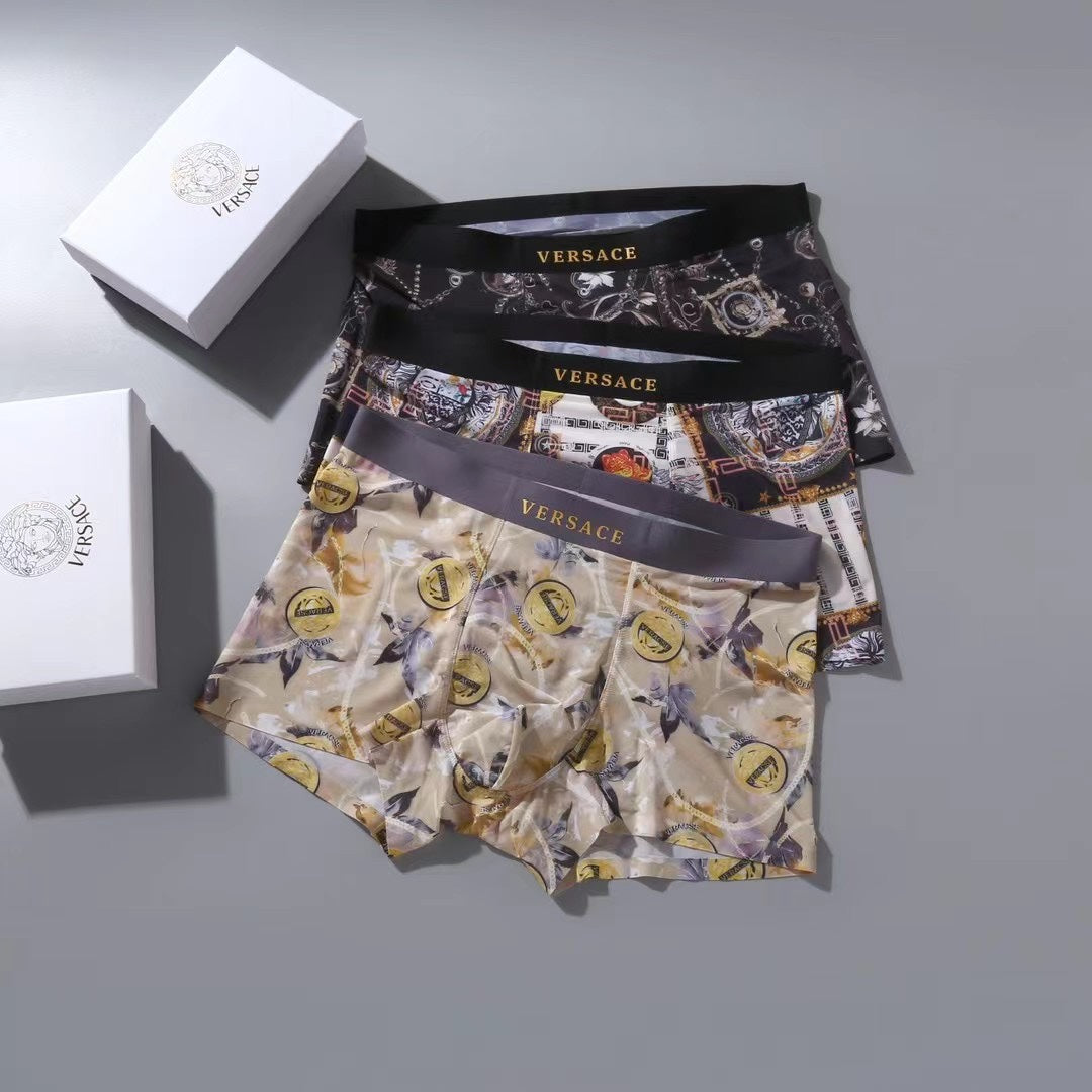 Versace Gold Grey Dense Ornamental Print Boxer Briefs, image 2