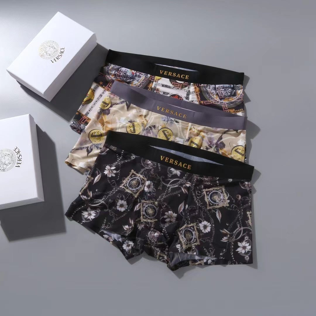 Versace Gold Grey Dense Ornamental Print Boxer Briefs, image 3
