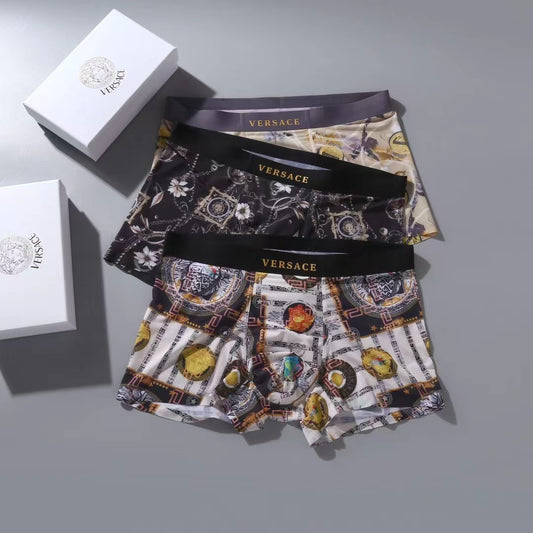 Versace Gold Grey Dense Ornamental Print Boxer Briefs, image 1