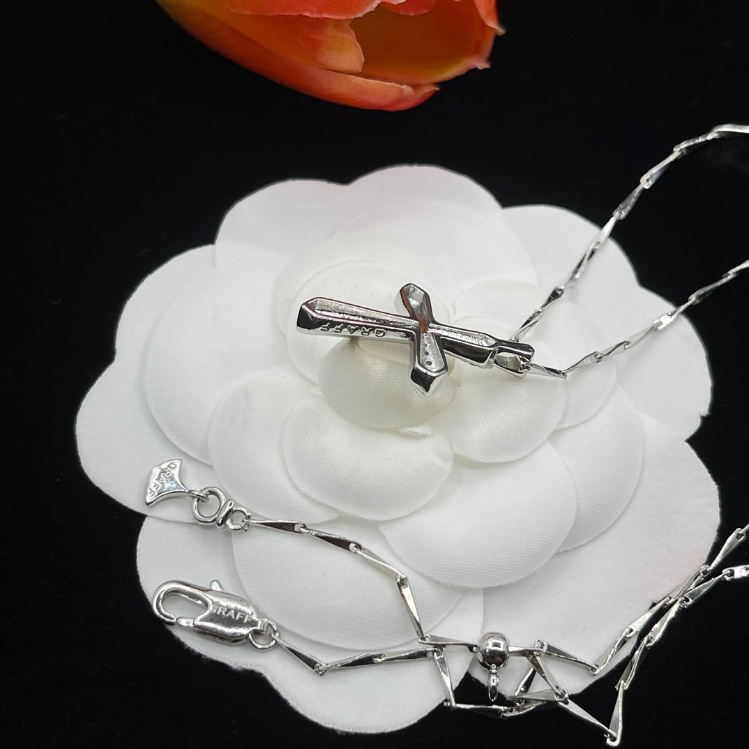 Graff Cross Pendant necklace in Silver Tone, detail view 24