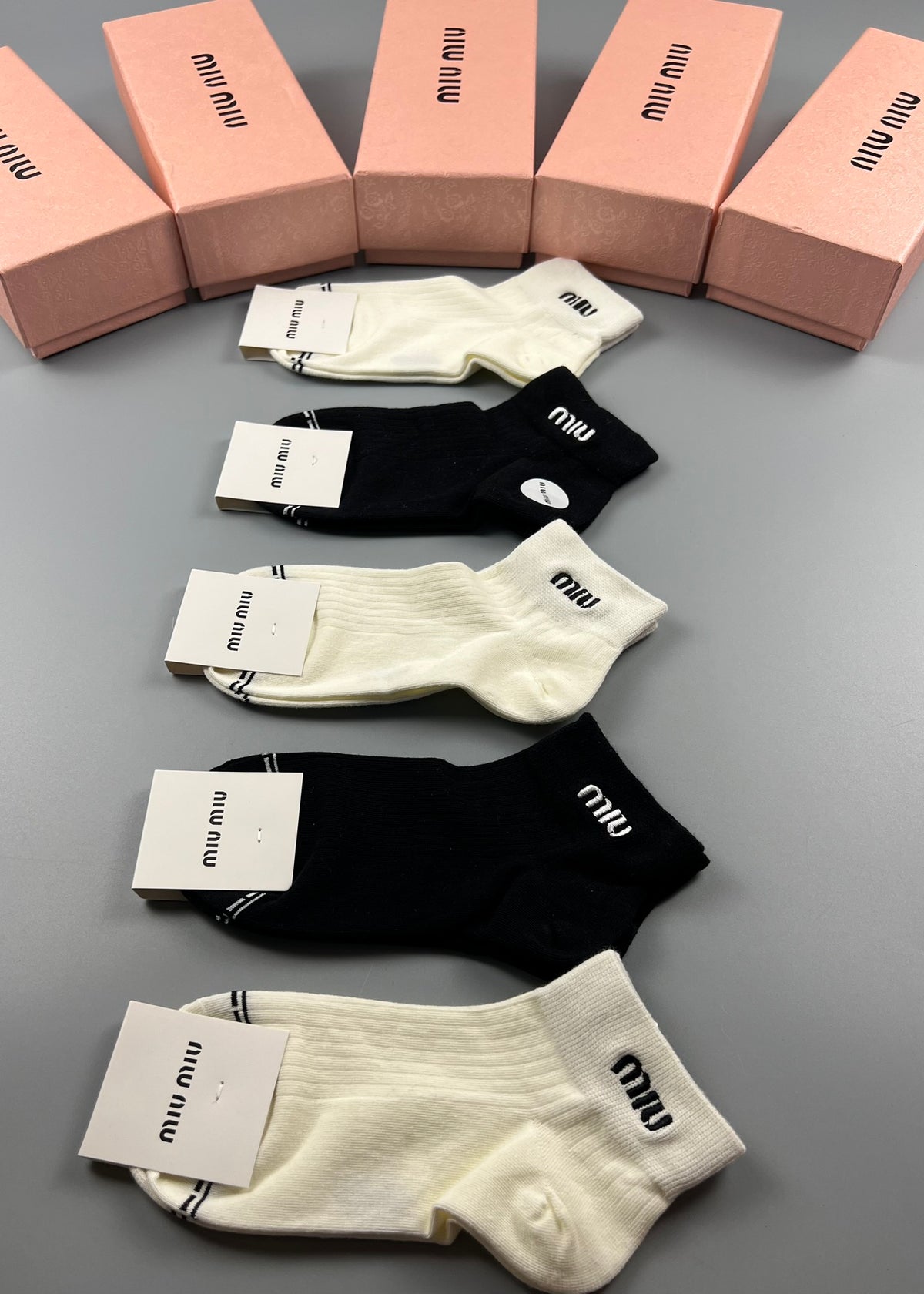 Miu Miu Black Cream Small Round Ankle Mark Ankle Socks, image 9