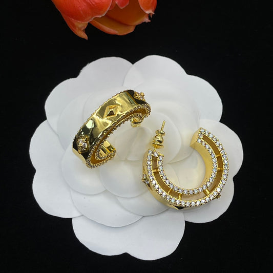 Burberry crystal huggie hoop earrings in Gold Tone, main view