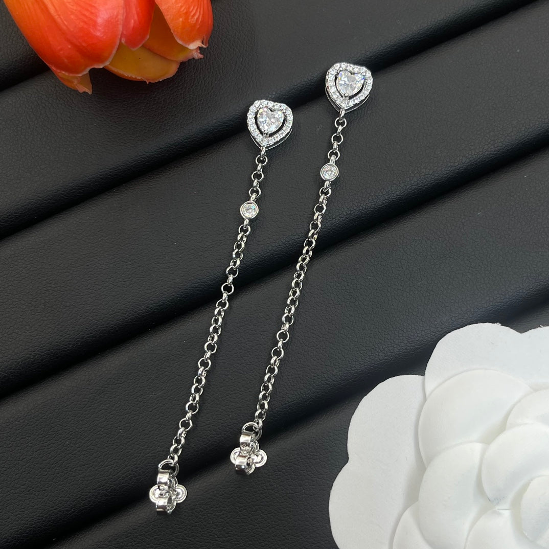 Messika Heart Chain Drop earrings in Silver Tone, detail view 9