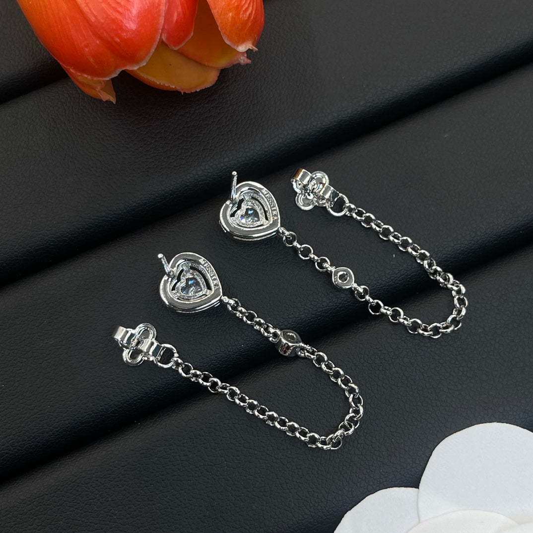 Messika Heart Chain Drop earrings in Silver Tone, detail view 13