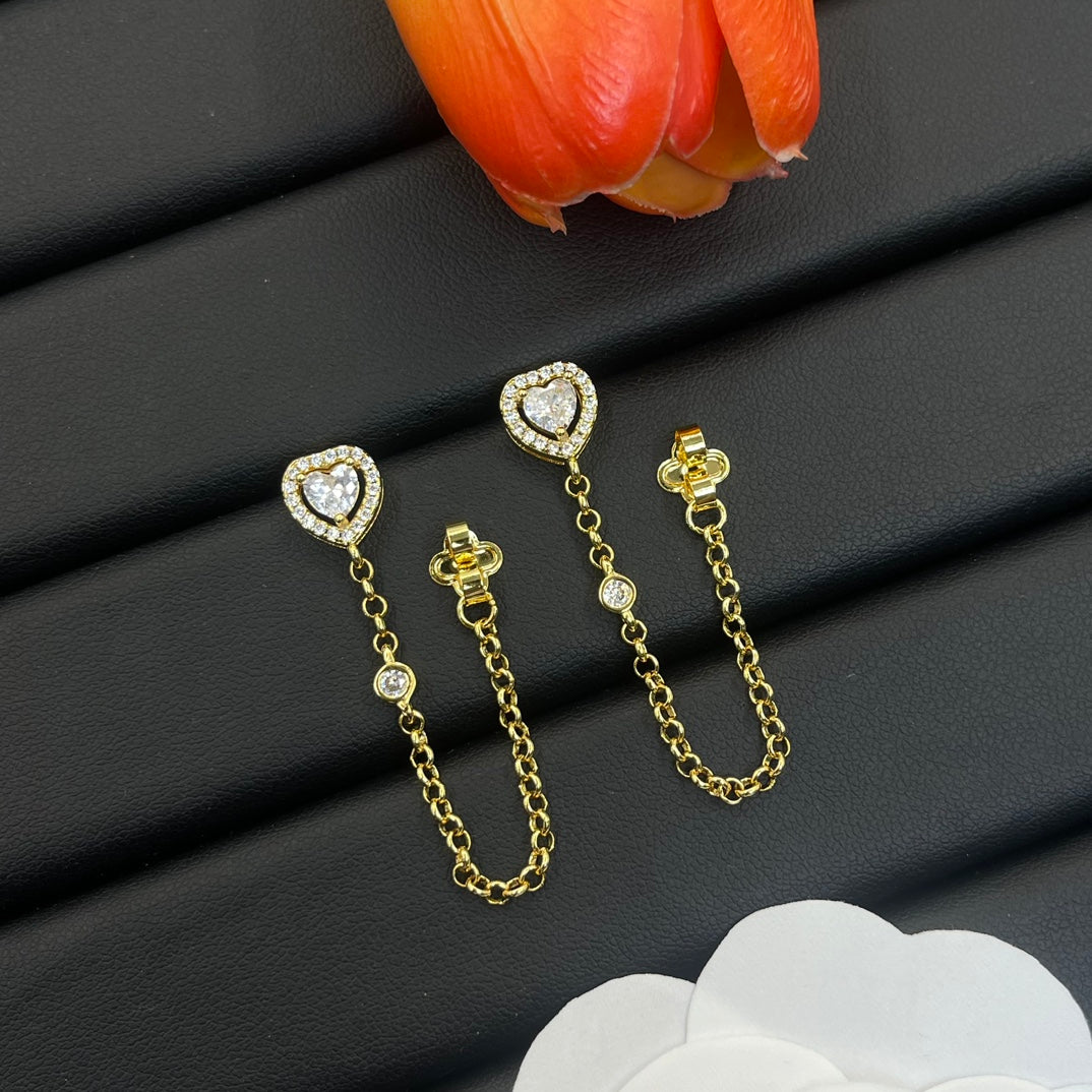 Messika Heart Chain Drop earrings in Gold Tone, main view