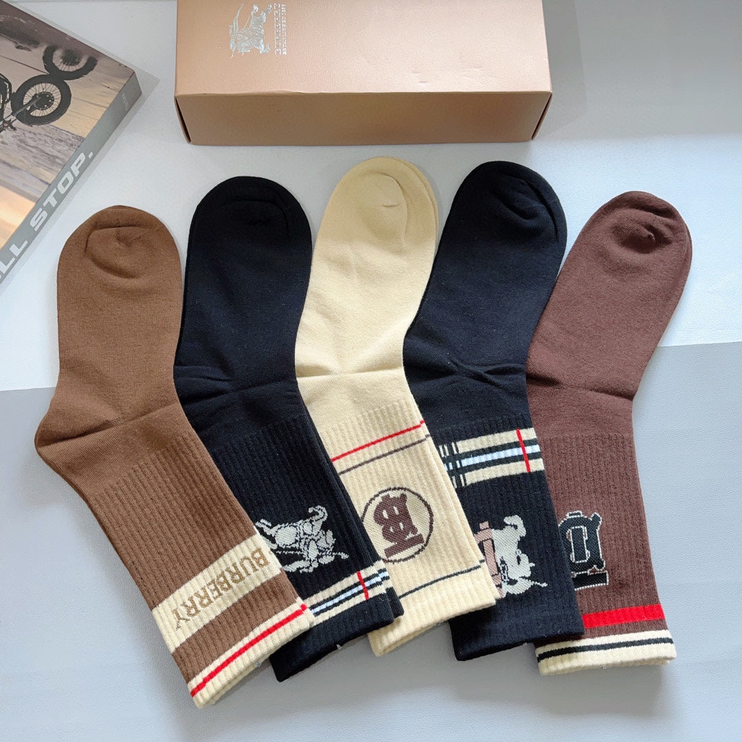 Burberry Earthy Contrast Cuff Round Monograms Crew Socks, image 3