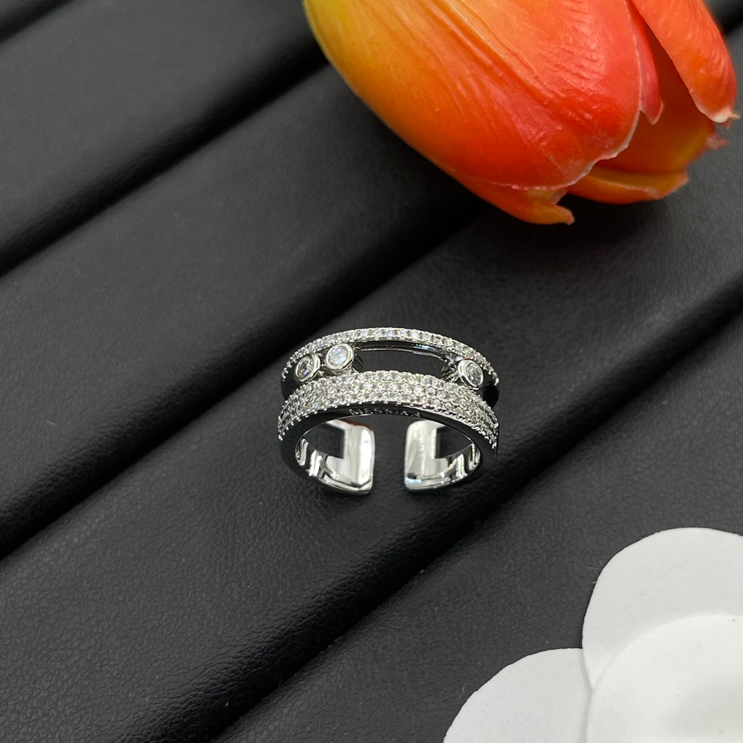 Messika Twin Bar Open ring in Silver Tone, detail view 20