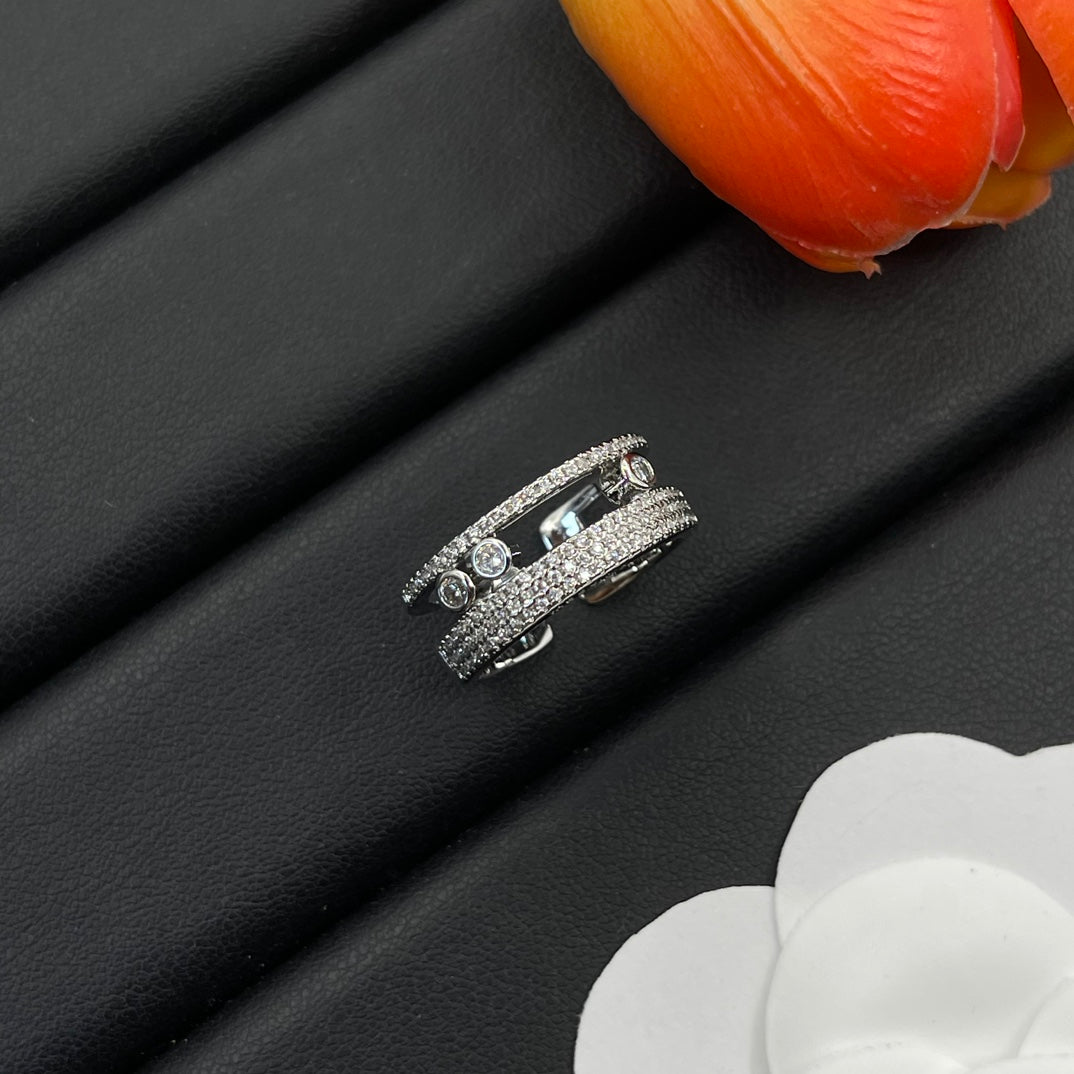Messika Twin Bar Open ring in Silver Tone, detail view 19