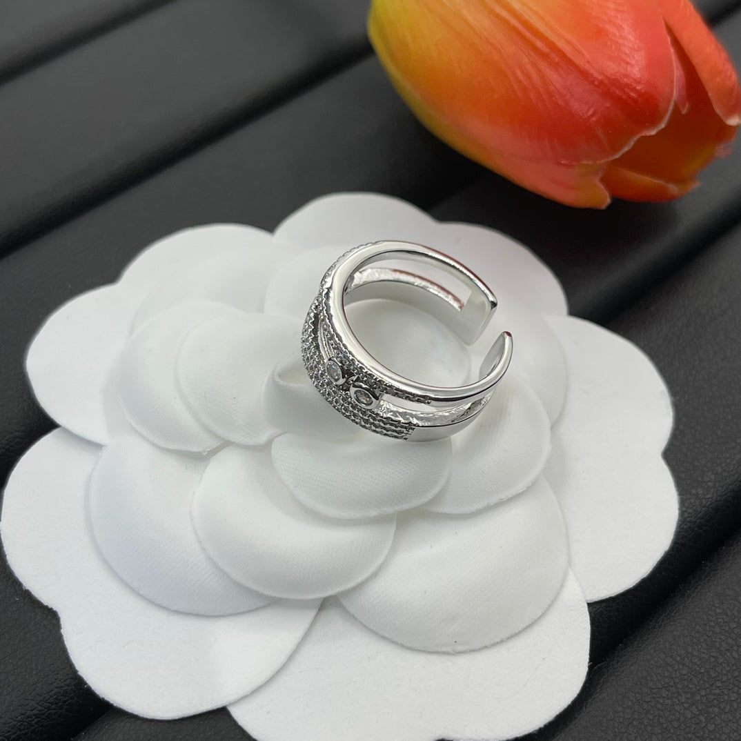 Messika Twin Bar Open ring in Silver Tone, detail view 22