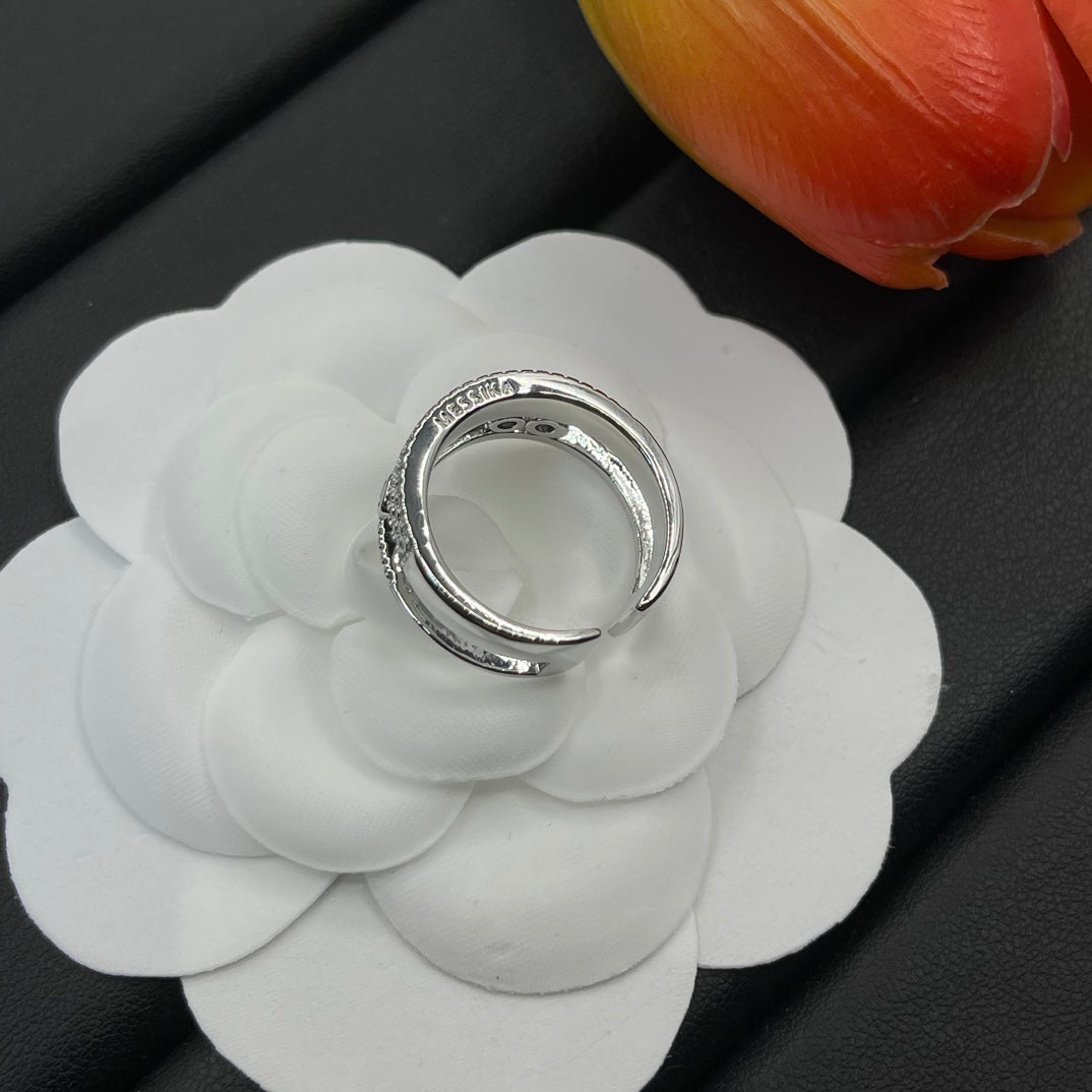 Messika Twin Bar Open ring in Silver Tone, detail view 24