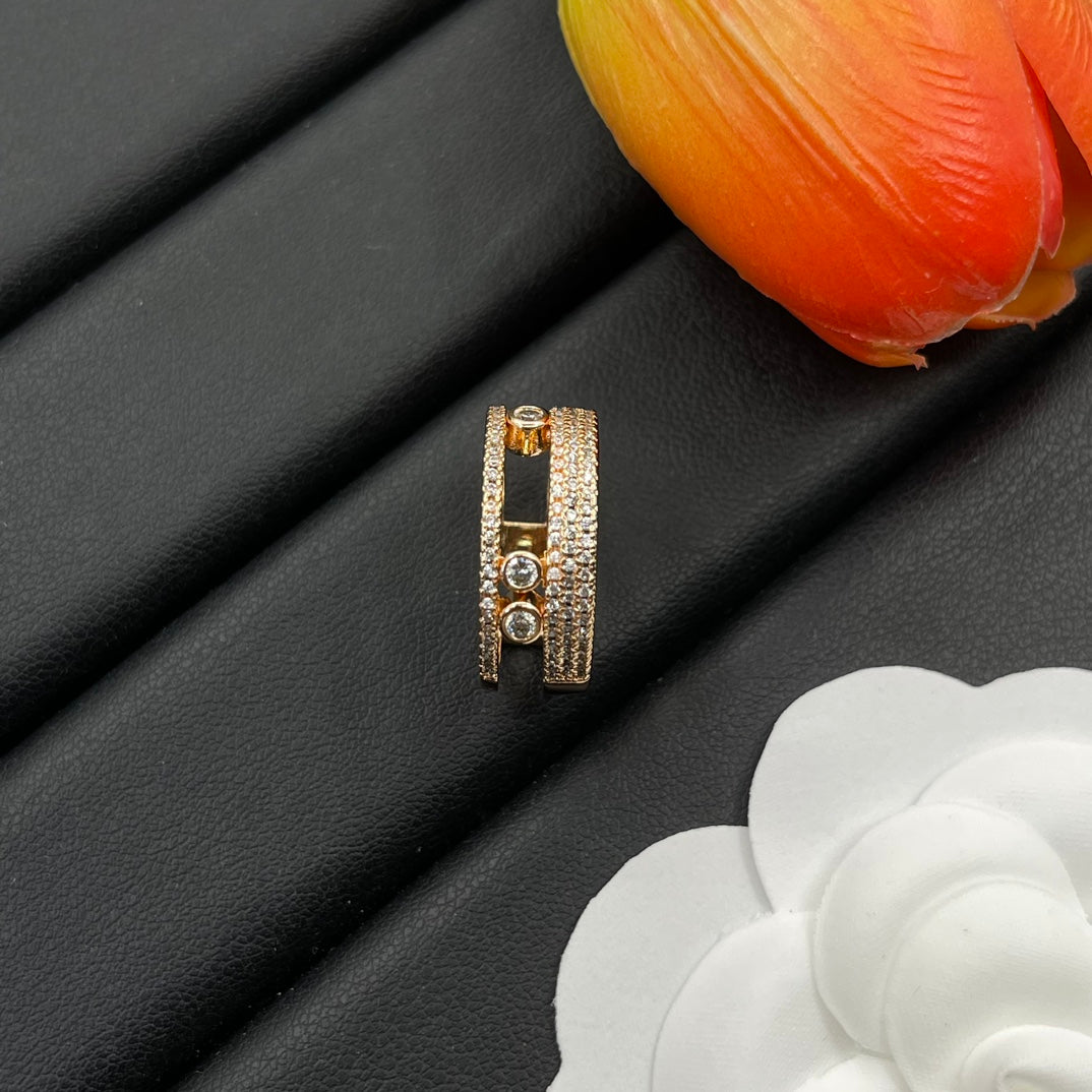 Messika Twin Bar Open ring in Rose Gold Tone, detail view 12