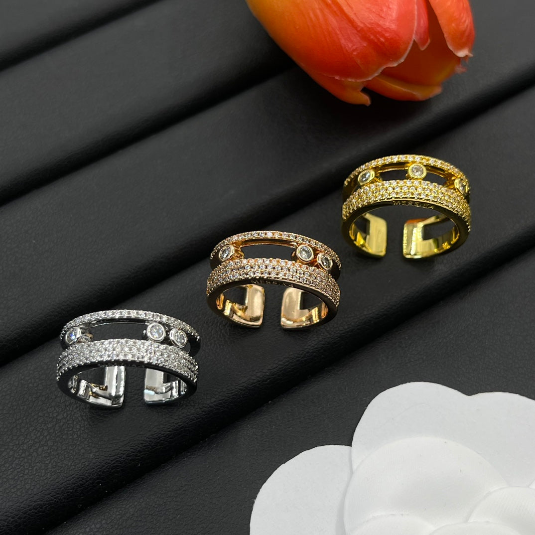 Messika Twin Bar Open ring in Rose Gold Tone, detail view 16