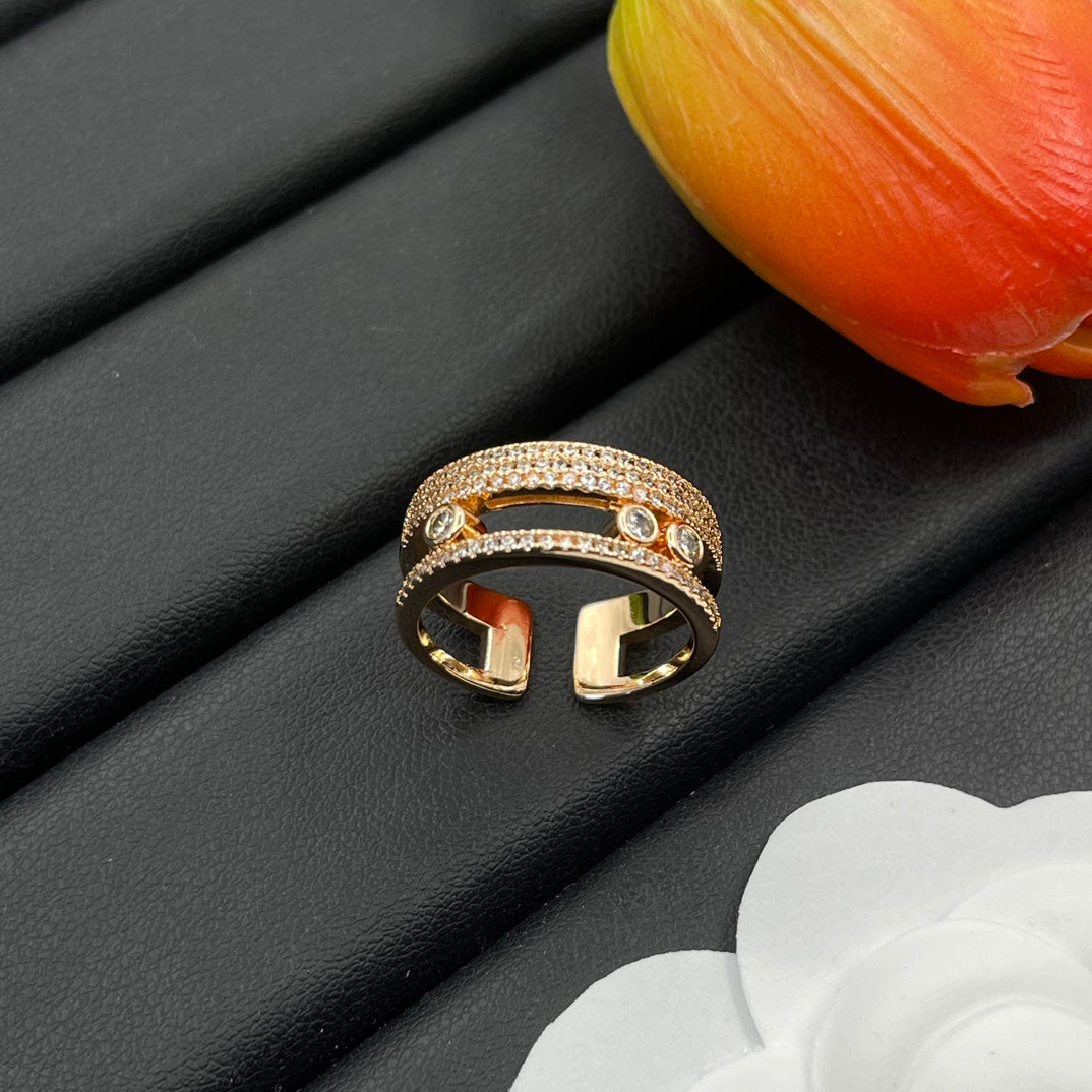 Messika Twin Bar Open ring in Rose Gold Tone, detail view 10