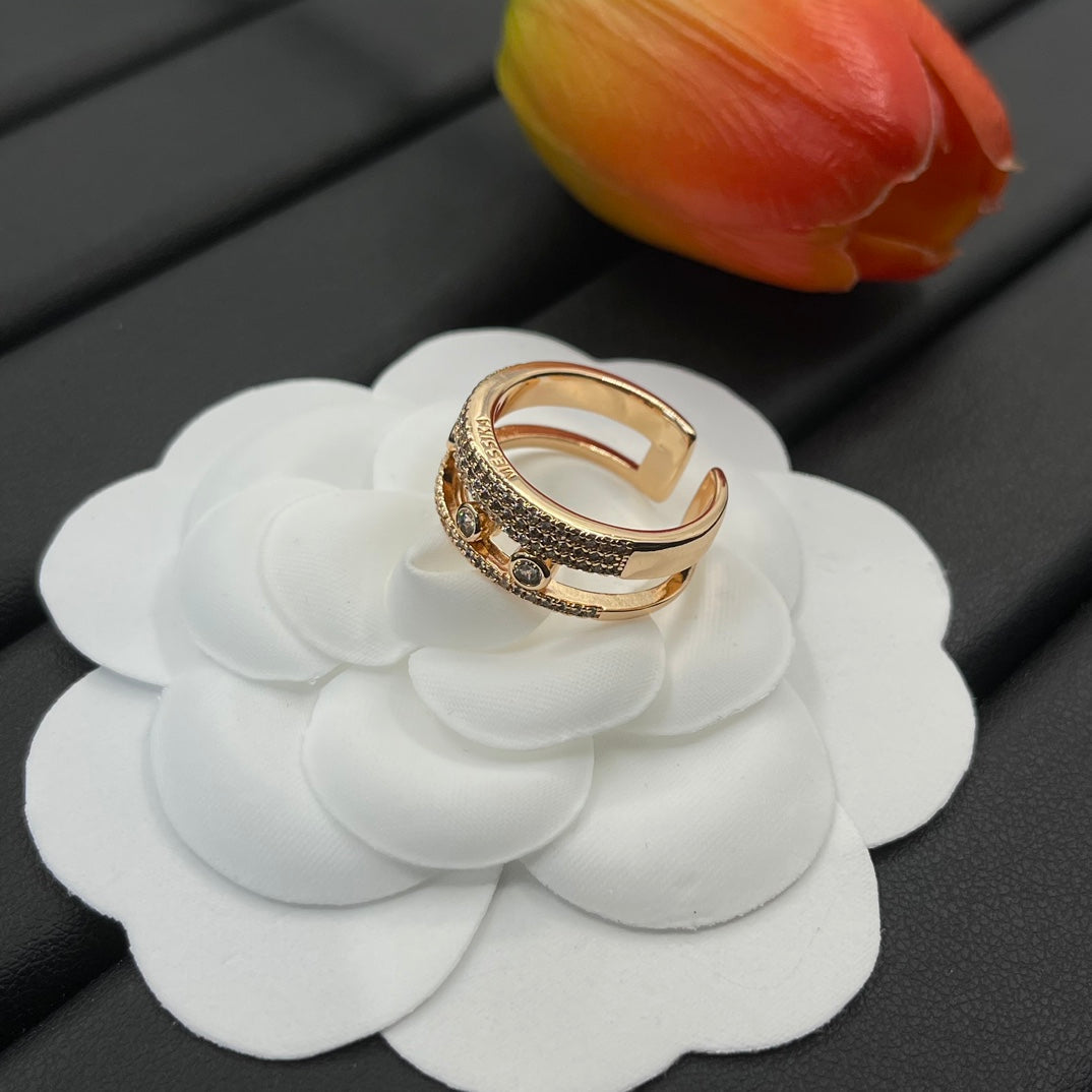 Messika Twin Bar Open ring in Rose Gold Tone, detail view 13