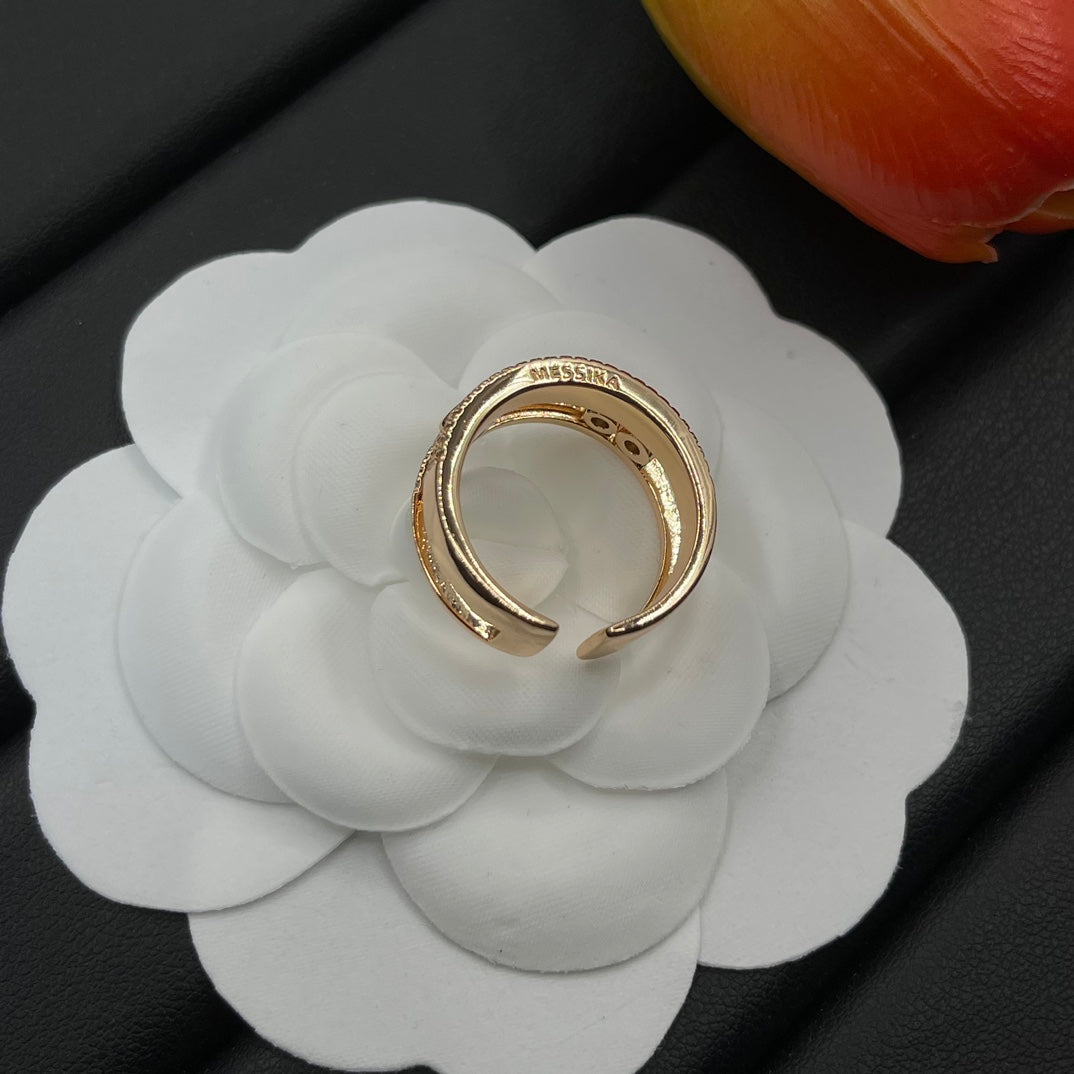 Messika Twin Bar Open ring in Rose Gold Tone, detail view 15