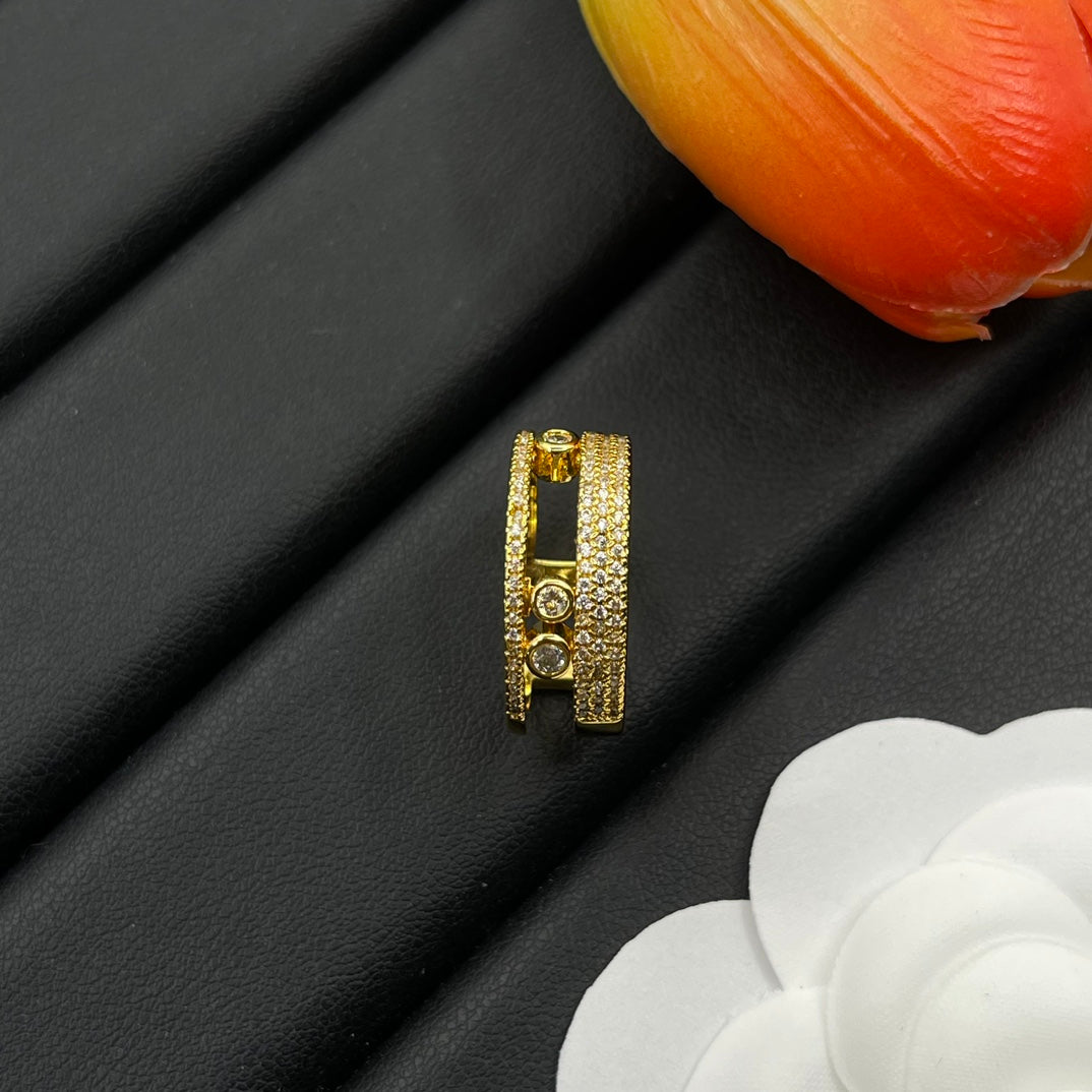 Messika Twin Bar Open ring in Gold & Black, detail view 3