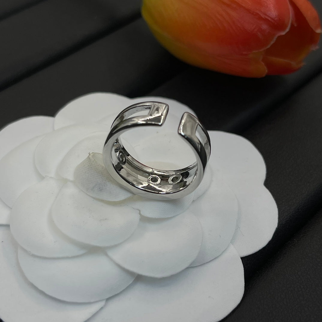 Messika Black Accent Open ring in Silver Tone, detail view 5