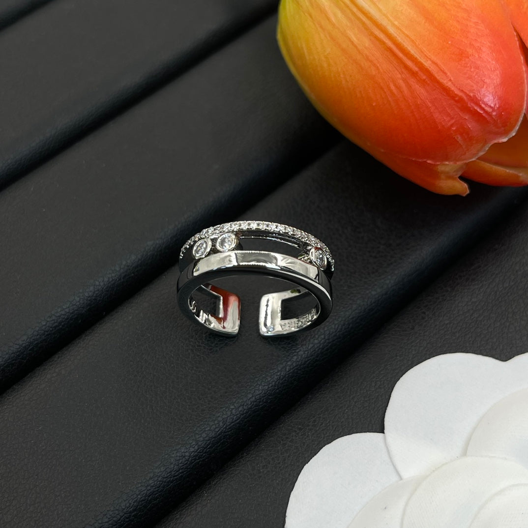 Messika Black Accent Open ring in Silver Tone, main view