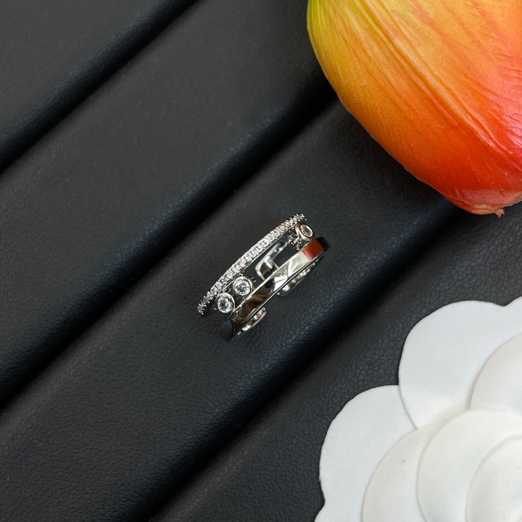 Messika Black Accent Open ring in Silver Tone, detail view 4