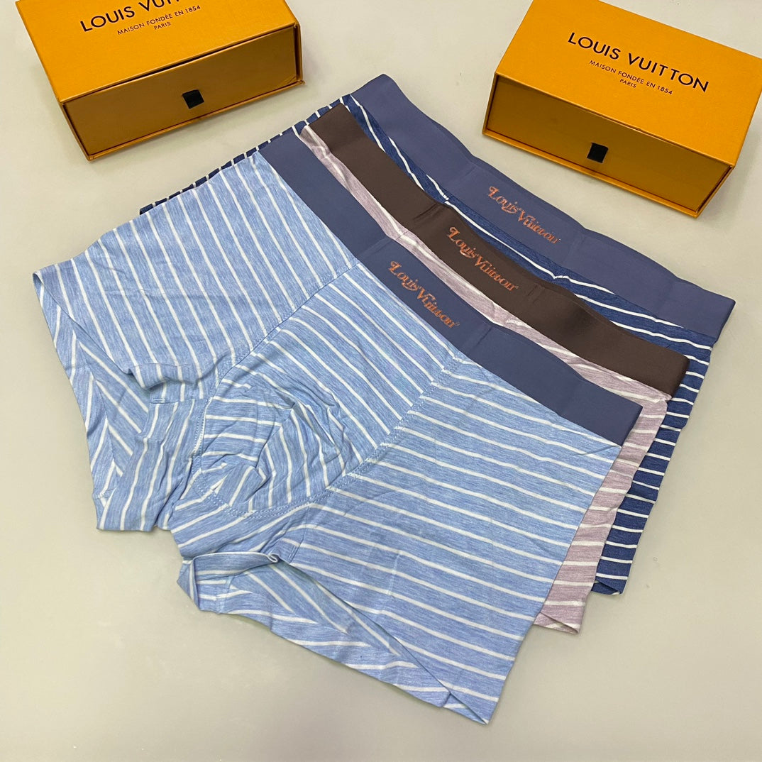 Louis Vuitton Fine Blue Grey Horizontal Stripes Boxer Briefs, image 1
