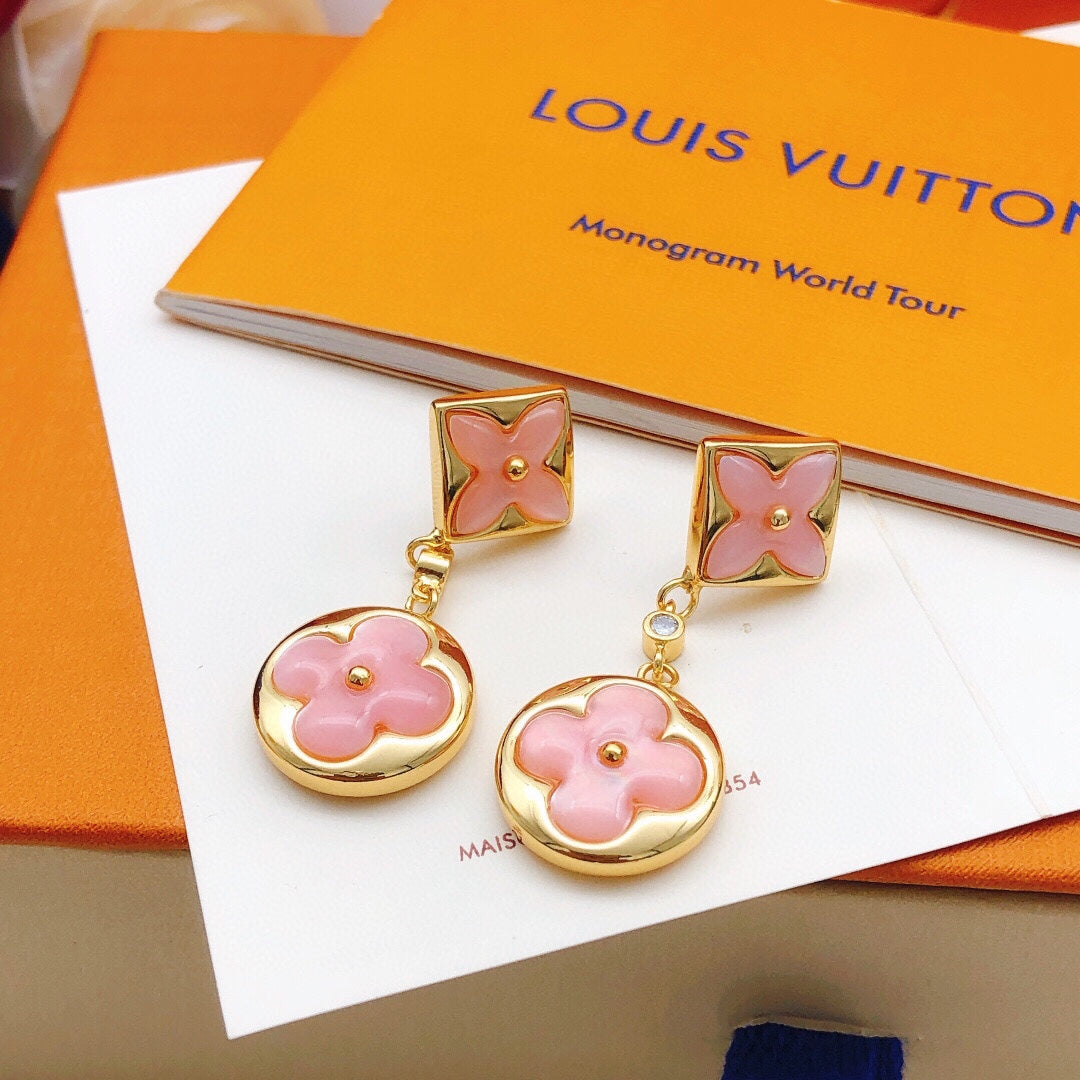 Louis Vuitton Floral Tassel Pink Stud Earrings - image 1