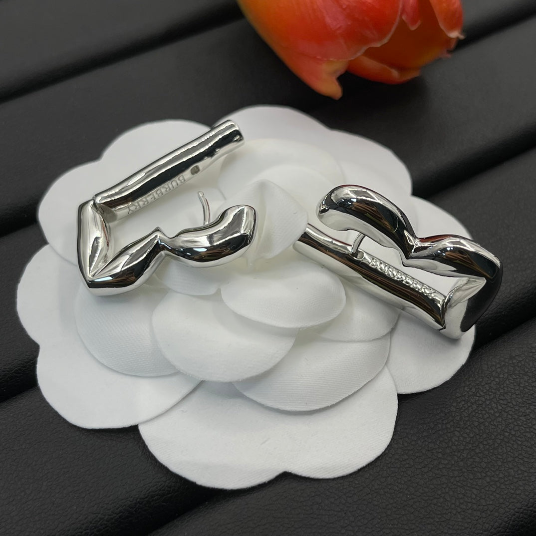 Burberry square B monogram stud earrings in Silver Tone, detail view 11