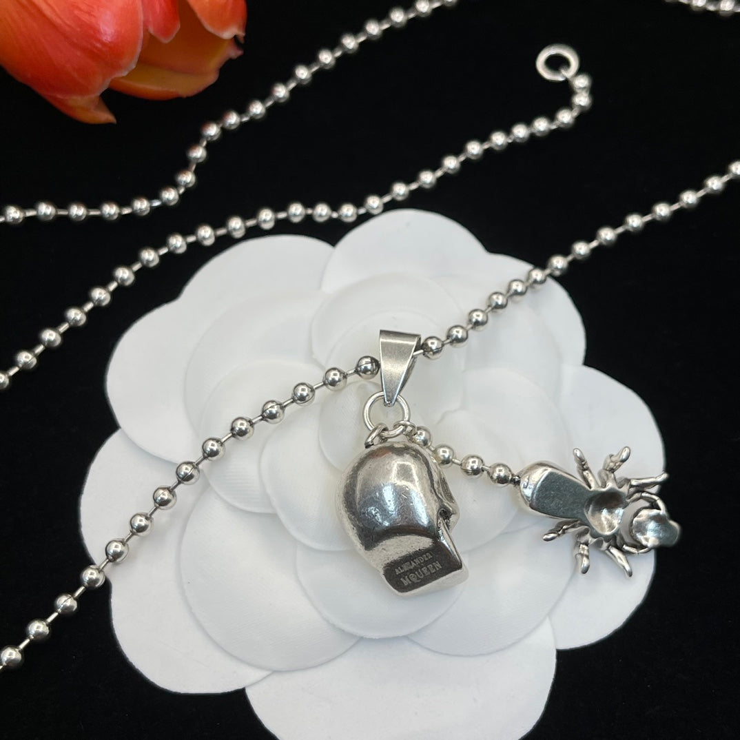 Alexander McQueen Crystal Bee Pendant necklace in Silver Tone, detail view 6