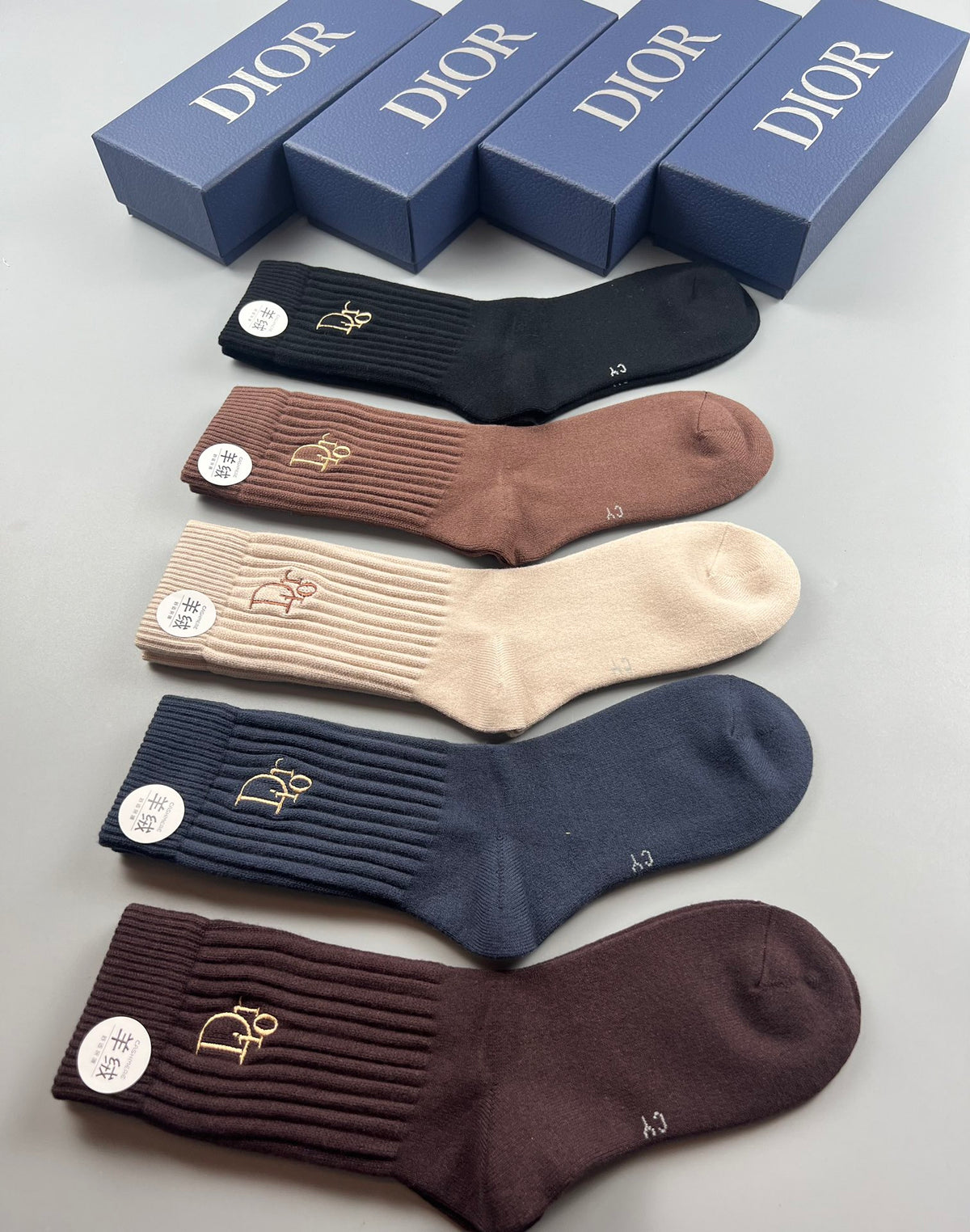 Dior Brown Black Cream Small Cuff Motifs Crew Socks, image 9