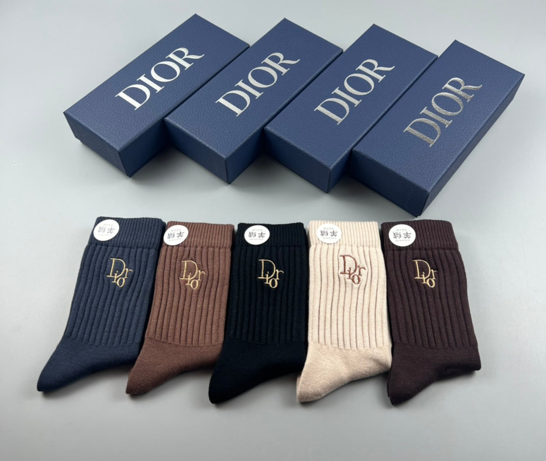 Dior Brown Black Cream Small Cuff Motifs Crew Socks, image 1