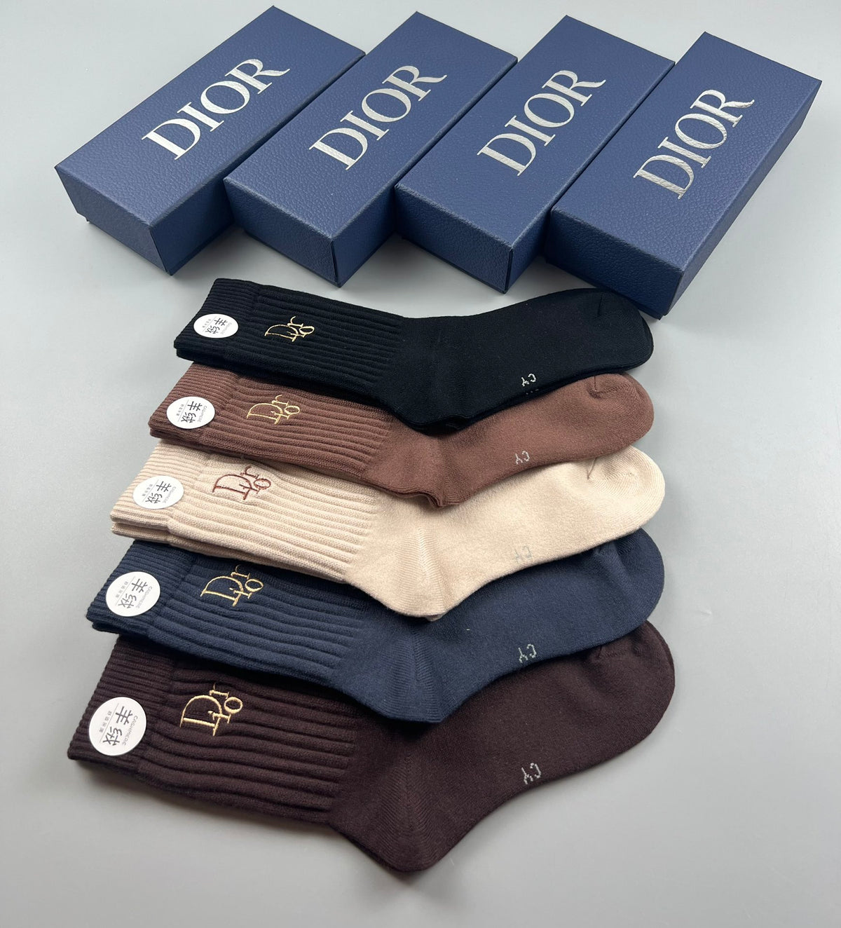 Dior Brown Black Cream Small Cuff Motifs Crew Socks, image 7