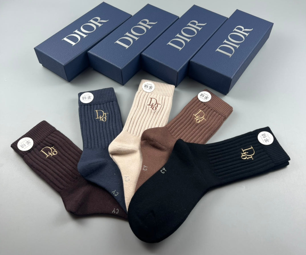 Dior Brown Black Cream Small Cuff Motifs Crew Socks, image 5