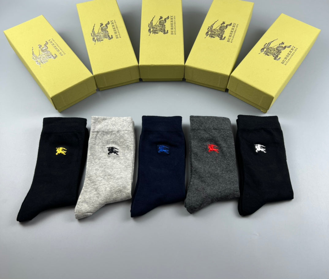 Burberry Black Grey Navy White Rib Mix Ankle Socks, image 5