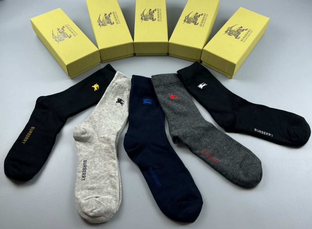 Burberry Black Grey Navy White Rib Mix Ankle Socks, image 2