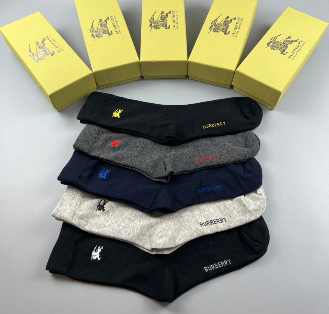 Burberry Black Grey Navy White Rib Mix Ankle Socks, image 7