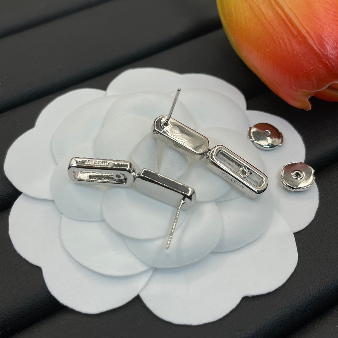Messika Pavé Link Drop earrings in Silver Tone, detail view 13