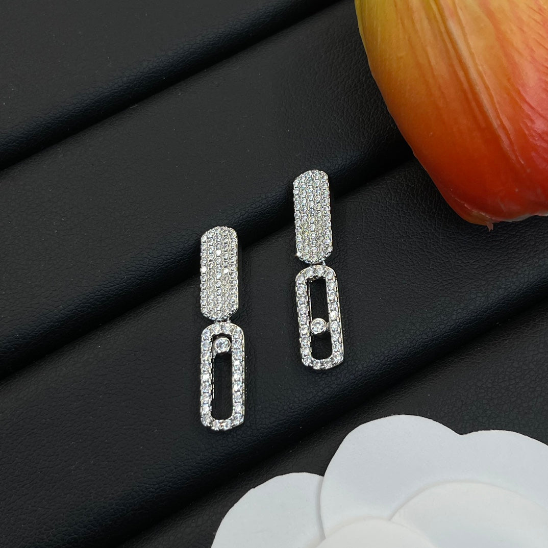 Messika Pavé Link Drop earrings in Silver Tone, detail view 9
