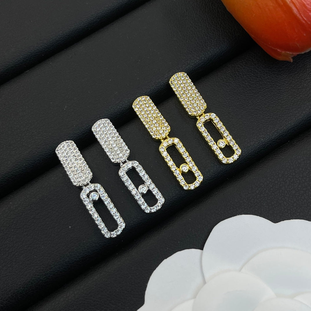 Messika Pavé Link Drop earrings in Silver Tone, detail view 14