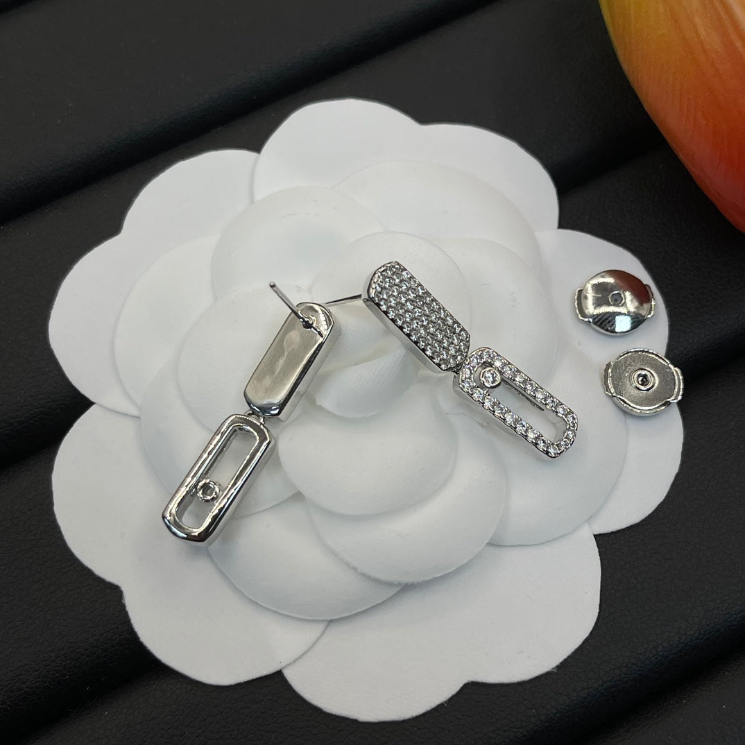 Messika Pavé Link Drop earrings in Silver Tone, detail view 11
