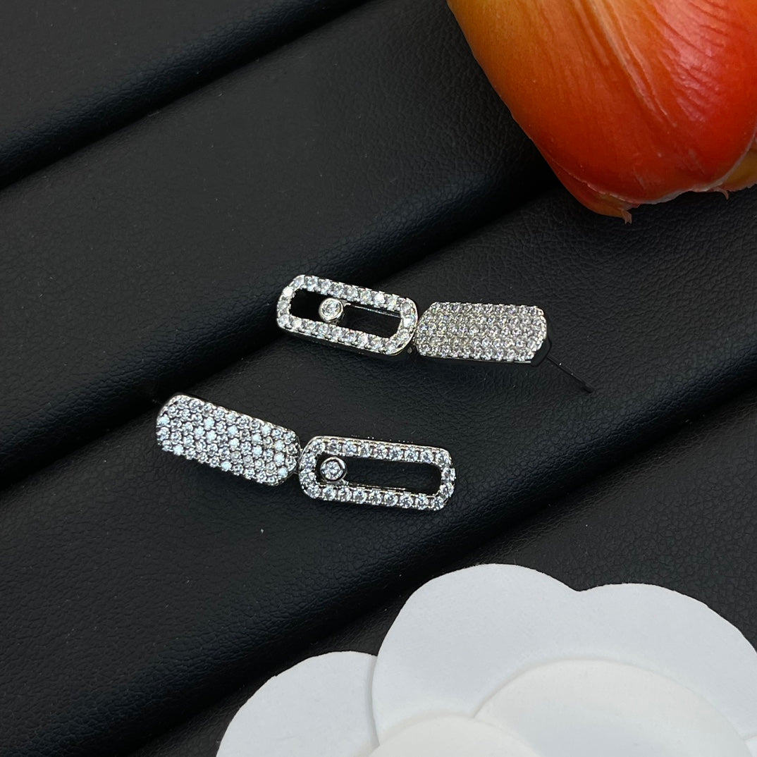 Messika Pavé Link Drop earrings in Silver Tone, detail view 10